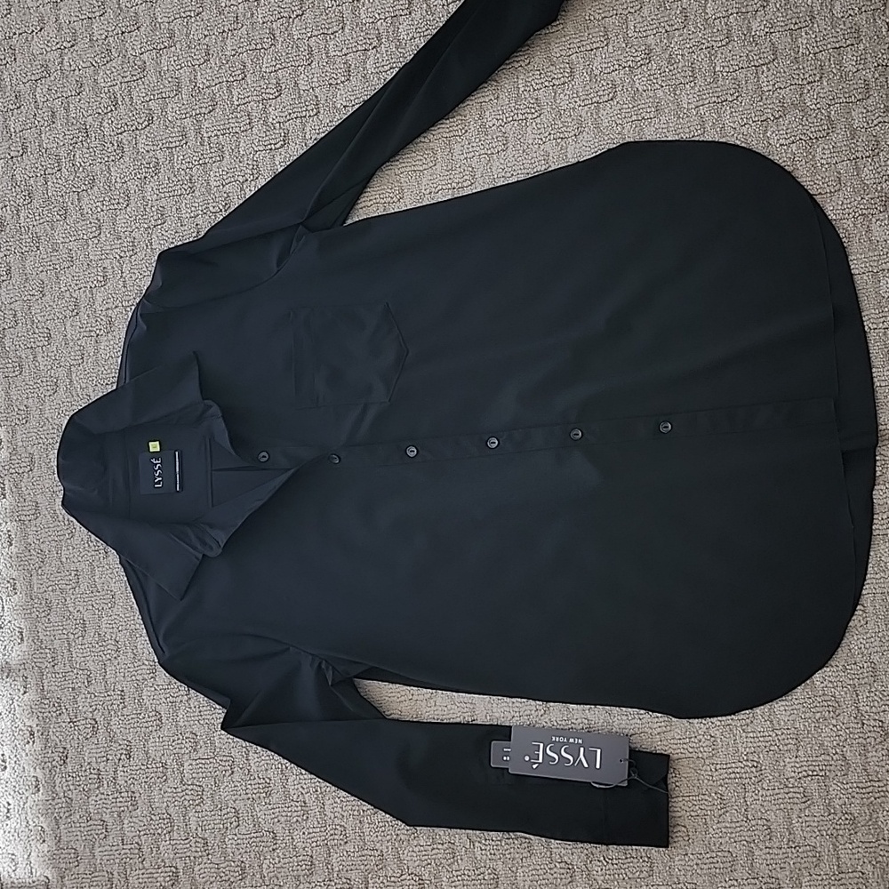 LYSSE blouse shirt black long fitted